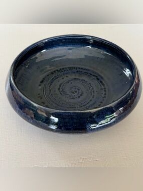 Spanish Handmade Cobalt Ceramic Bowl - Home Decor or Serving Piece